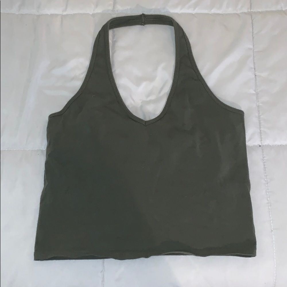 Hollister army green halter top